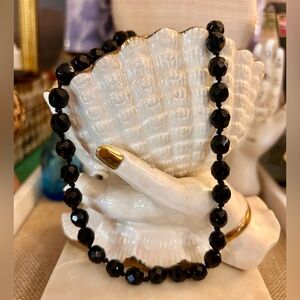Vintage Austrian Jet Black Glass Necklace